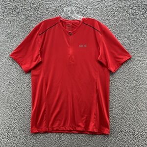 Gore Bike Wear Shirt Mens Small Red Short Sleeve 1/4 Zip Cycling Jersey